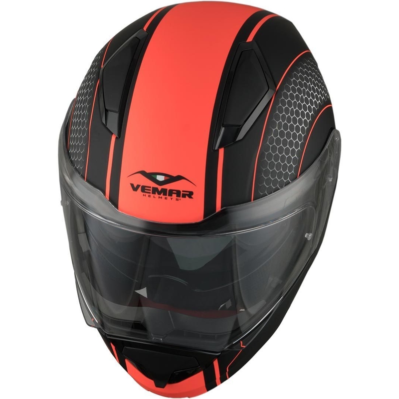 Odklopna čelada Vemar Sharki Hive black matt-grey-fluo orange