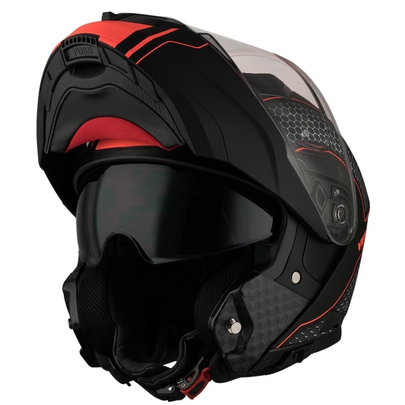 Odklopna čelada Vemar Sharki Hive black matt-grey-fluo orange