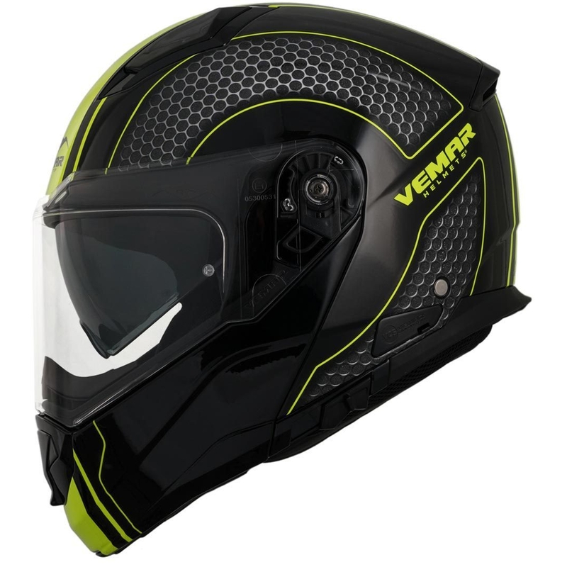 Odklopna čelada Vemar Sharki Hive black matt-grey-fluo yellow