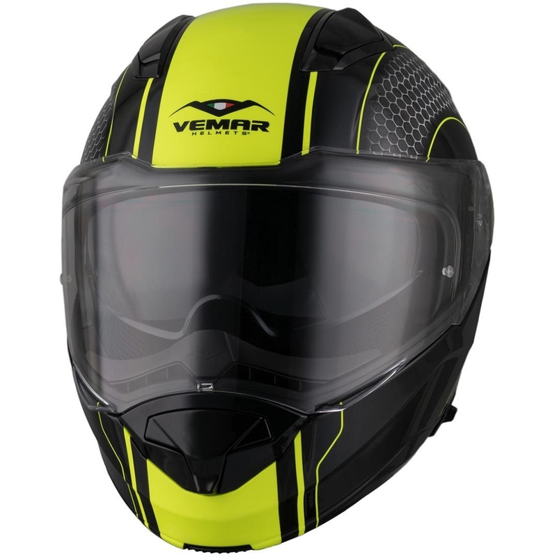 Odklopna čelada Vemar Sharki Hive black matt-grey-fluo yellow
