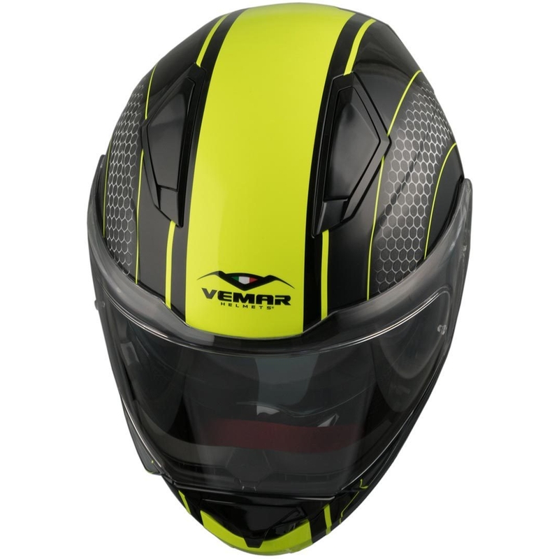 Odklopna čelada Vemar Sharki Hive black matt-grey-fluo yellow