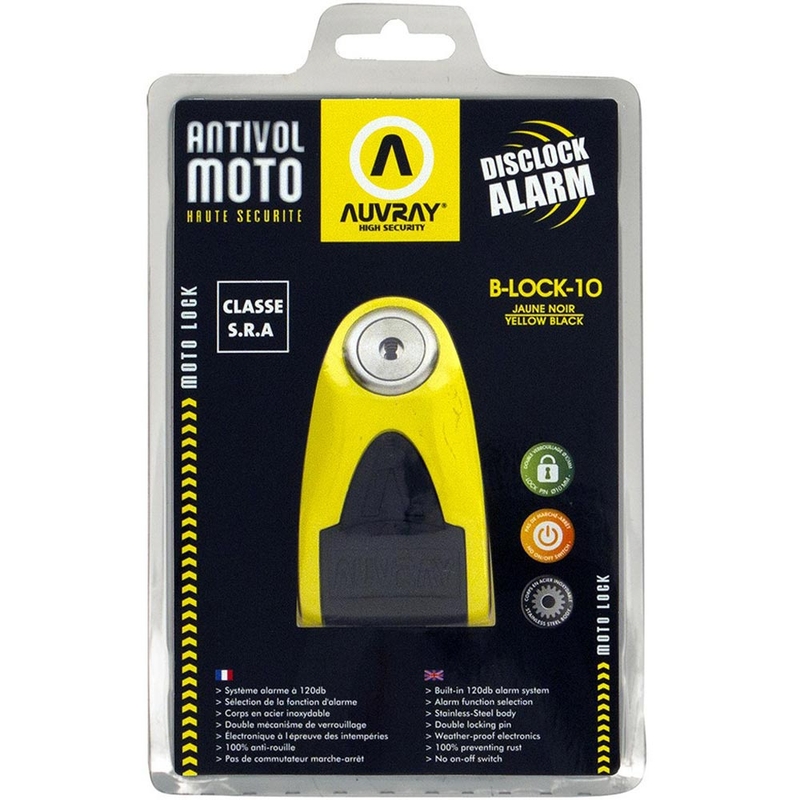 Zaklep zavornega diska Auvray B-Lock 10 Alarm 120 dB rumen