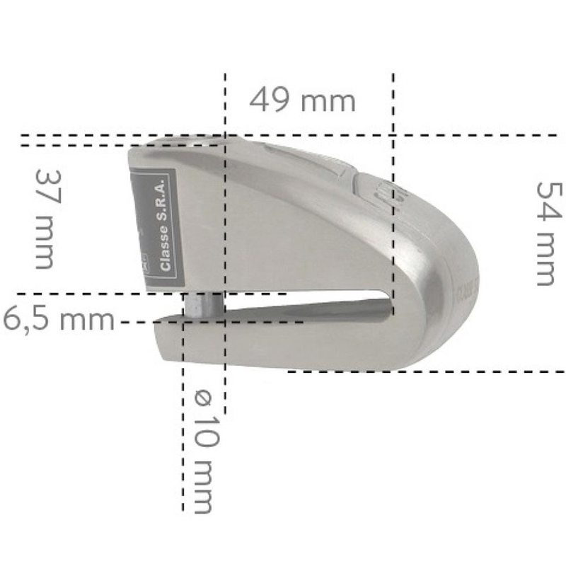 Zaklep zavornega diska Auvray B-Lock 10 z alarmom 120 dB, jekleno srebrne barve