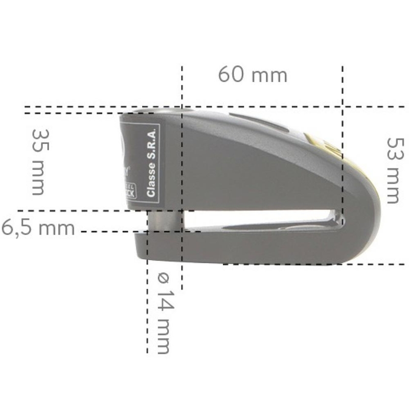 Zaklep zavornega diska Auvray B-Lock 14 z alarmom, črn