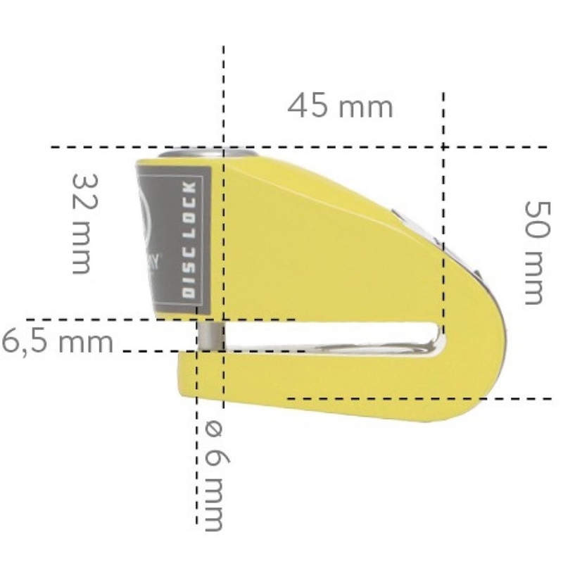 Zaklep zavornega diska Auvray B-Lock 06 z alarmom 120 dB, rumen