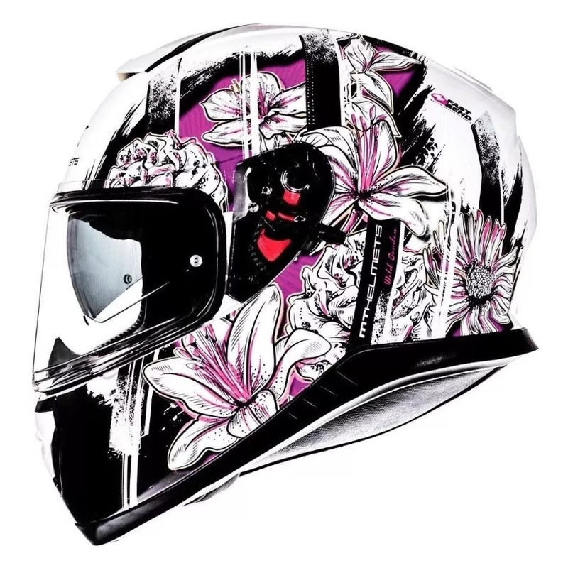 MT Thunder 3 SV Wild Garden integralna motoristična čelada bela in vijolična