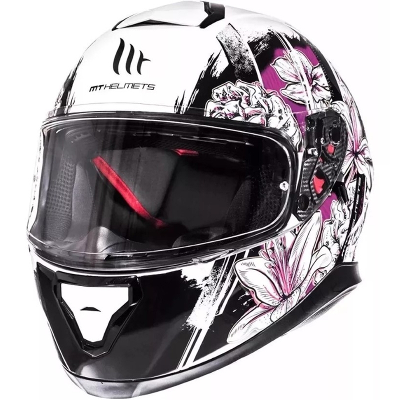 MT Thunder 3 SV Wild Garden integralna motoristična čelada bela in vijolična