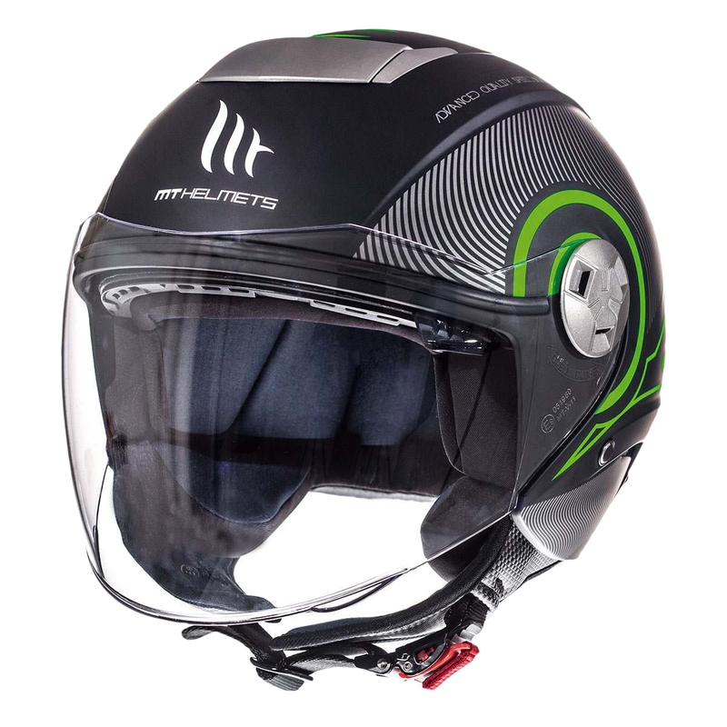 Motoristična čelada Open MT City Eleven SV Tron Black Matte Fluo Green razprodaja