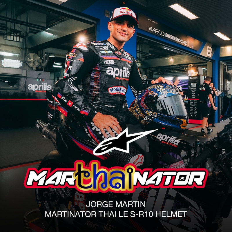 Celoobrazna motoristična čelada Alpinestars Supertech R10 Marthainator limited edition JORGE MARTIN modra biserno zlata rdeča
