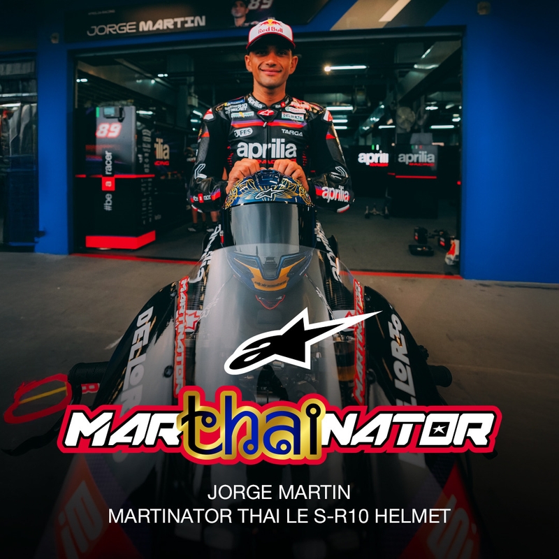 Celoobrazna motoristična čelada Alpinestars Supertech R10 Marthainator limited edition JORGE MARTIN modra biserno zlata rdeča