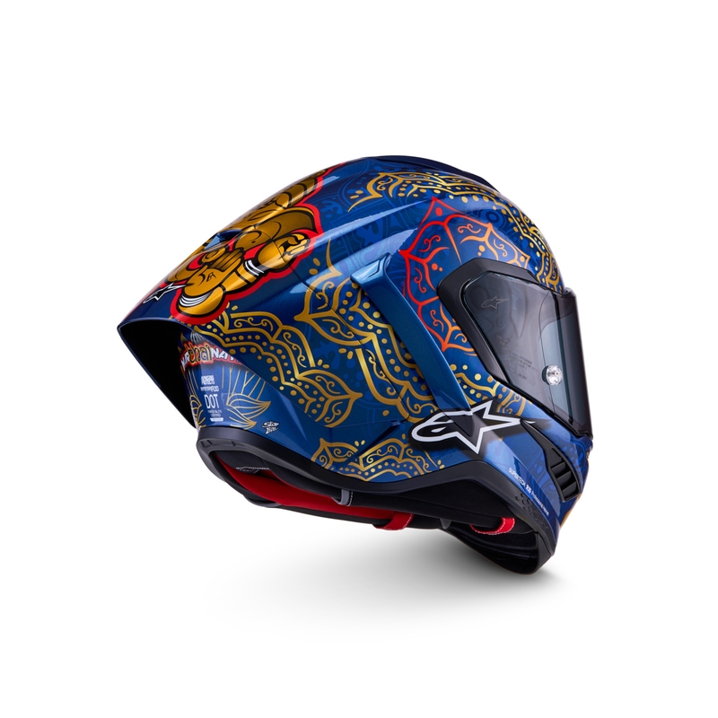Celoobrazna motoristična čelada Alpinestars Supertech R10 Marthainator limited edition JORGE MARTIN modra biserno zlata rdeča