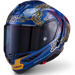 Celoobrazna motoristična čelada Alpinestars Supertech R10 Marthainator limited edition JORGE MARTIN modra biserno zlata rdeča