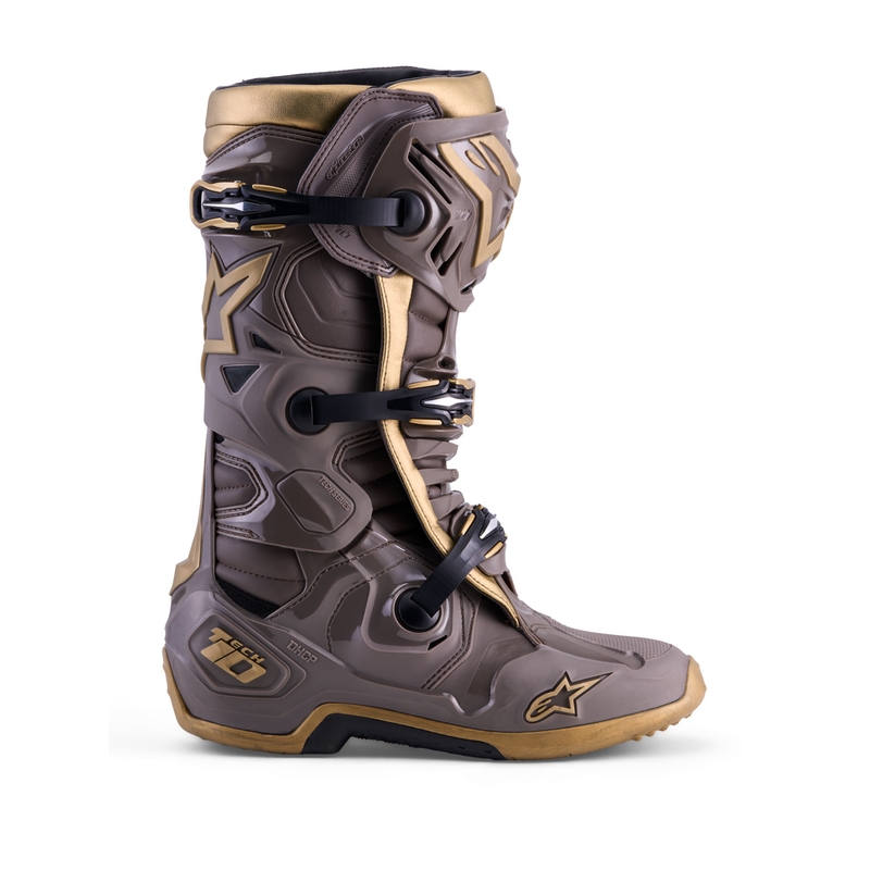 Moto škornji Alpinestars TECH 10 Limited Edition AIR GOLD rjavo-zlati