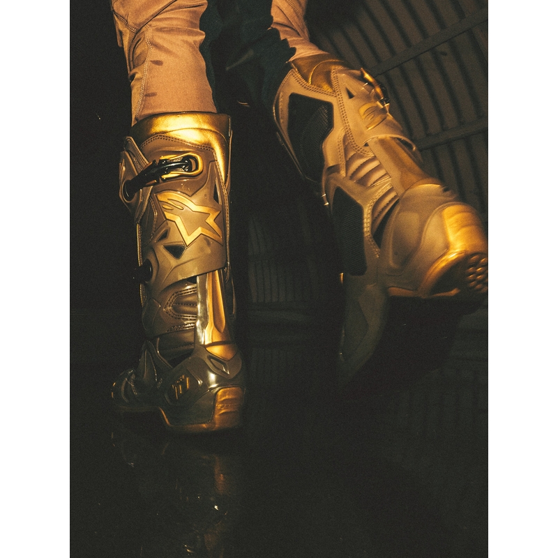 Moto škornji Alpinestars TECH 10 Limited Edition AIR GOLD rjavo-zlati