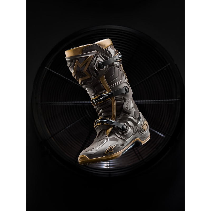 Moto škornji Alpinestars TECH 10 Limited Edition AIR GOLD rjavo-zlati