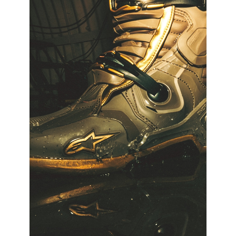 Moto škornji Alpinestars TECH 10 Limited Edition AIR GOLD rjavo-zlati