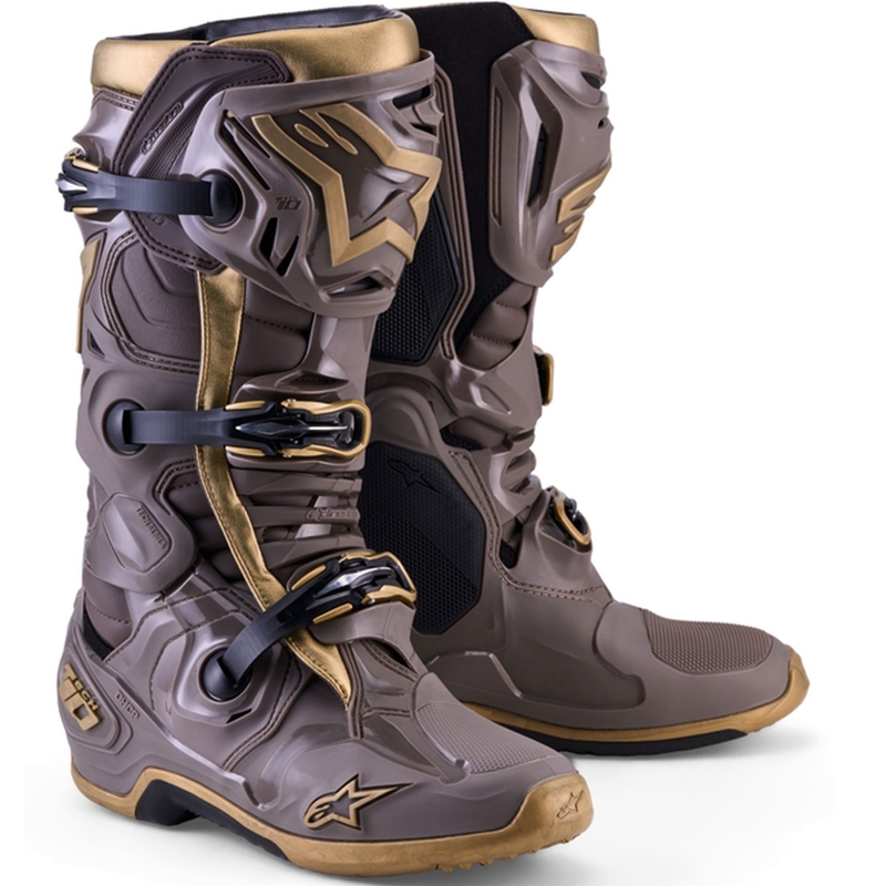 Moto škornji Alpinestars TECH 10 Limited Edition AIR GOLD rjavo-zlati