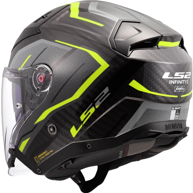 Odprta motoristična čelada LS2 OF603 Infinity II C Urus fluo rumena