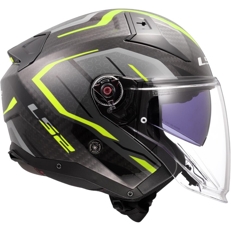 Odprta motoristična čelada LS2 OF603 Infinity II C Urus fluo rumena