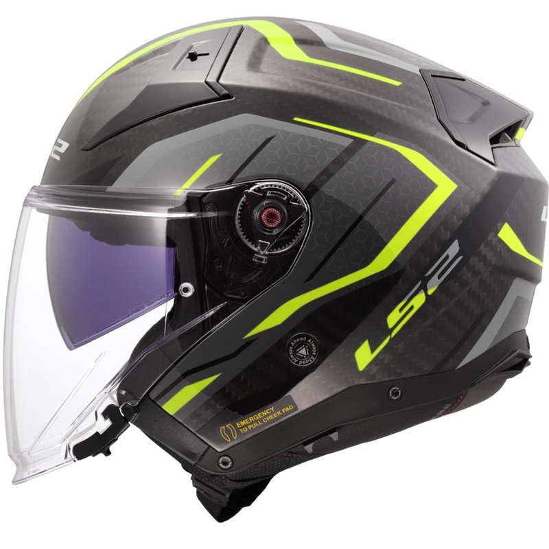 Odprta motoristična čelada LS2 OF603 Infinity II C Urus fluo rumena