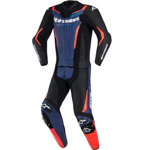 Dvodelni motoristični kombinezon Alpinestars GP Force V2 črno-modro-fluo rdeč