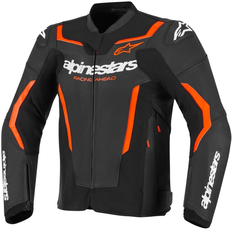 Usnjena motoristična jakna Alpinestars GP Force V2 črno-fluo rdeče-bela