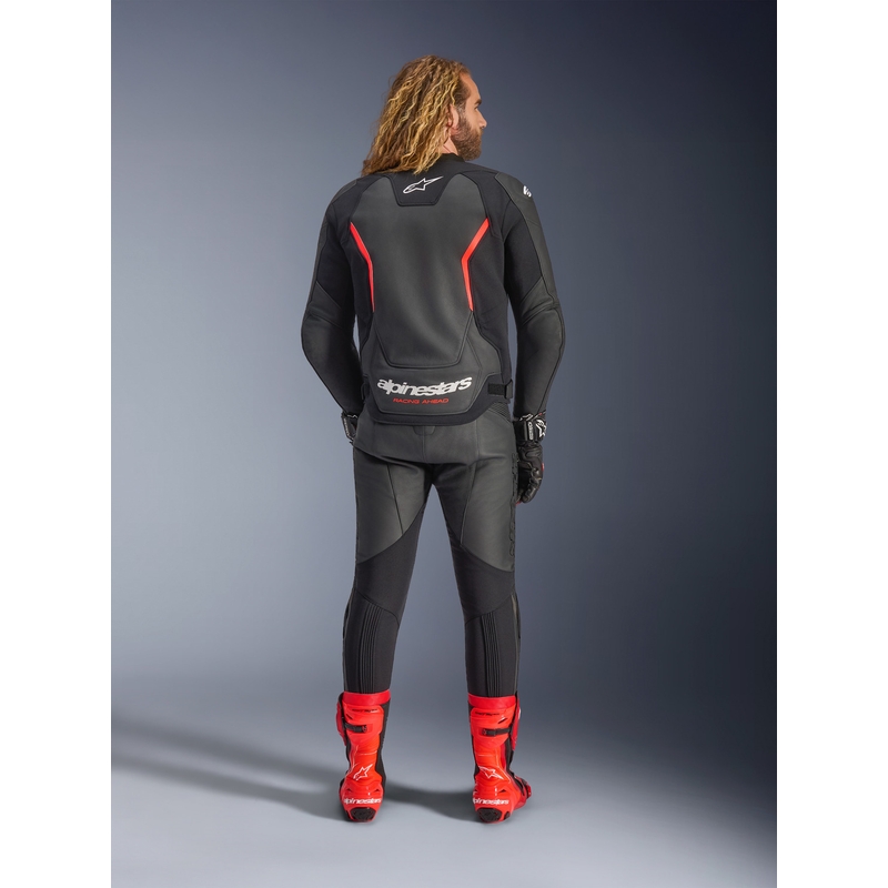 Usnjena motoristična jakna Alpinestars GP Force V2 črno-fluo rdeče-bela