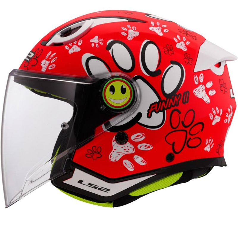 Otroška odprta motoristična čelada LS2 OF622 Funny II Paws rdeča