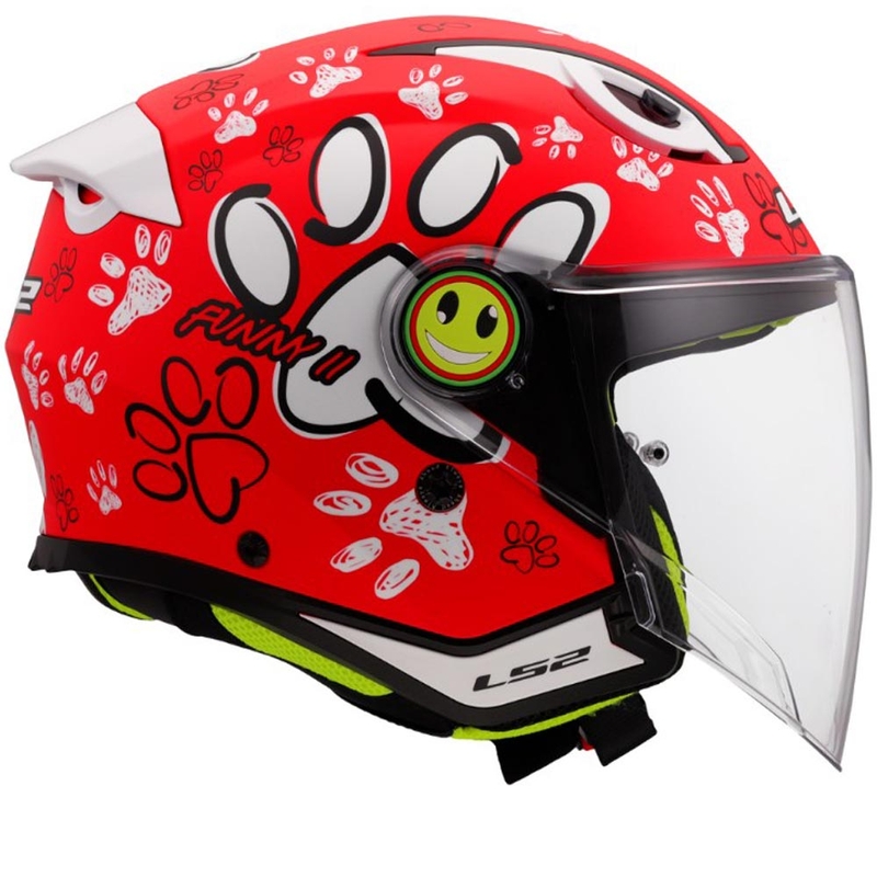 Otroška odprta motoristična čelada LS2 OF622 Funny II Paws rdeča