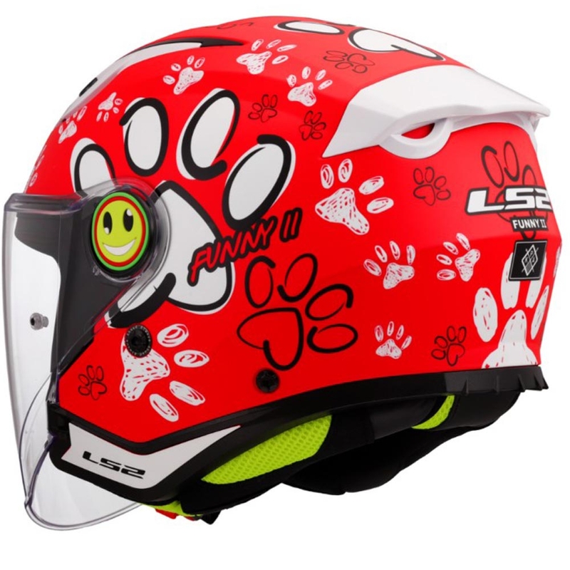 Otroška odprta motoristična čelada LS2 OF622 Funny II Paws rdeča