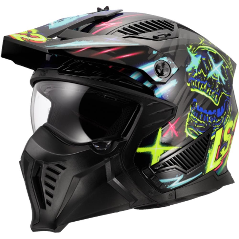 Čelada za trial motocikle LS2 OF606 Drifter Rayz črno-modra