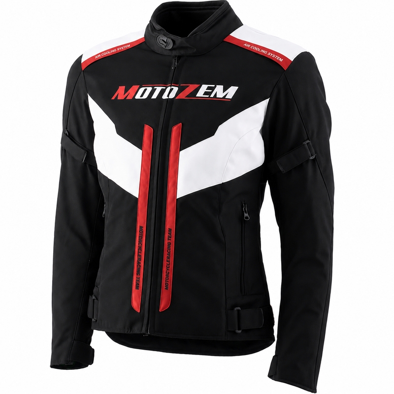 Ženska motoristična jakna Motozem Team 2 črno-bela