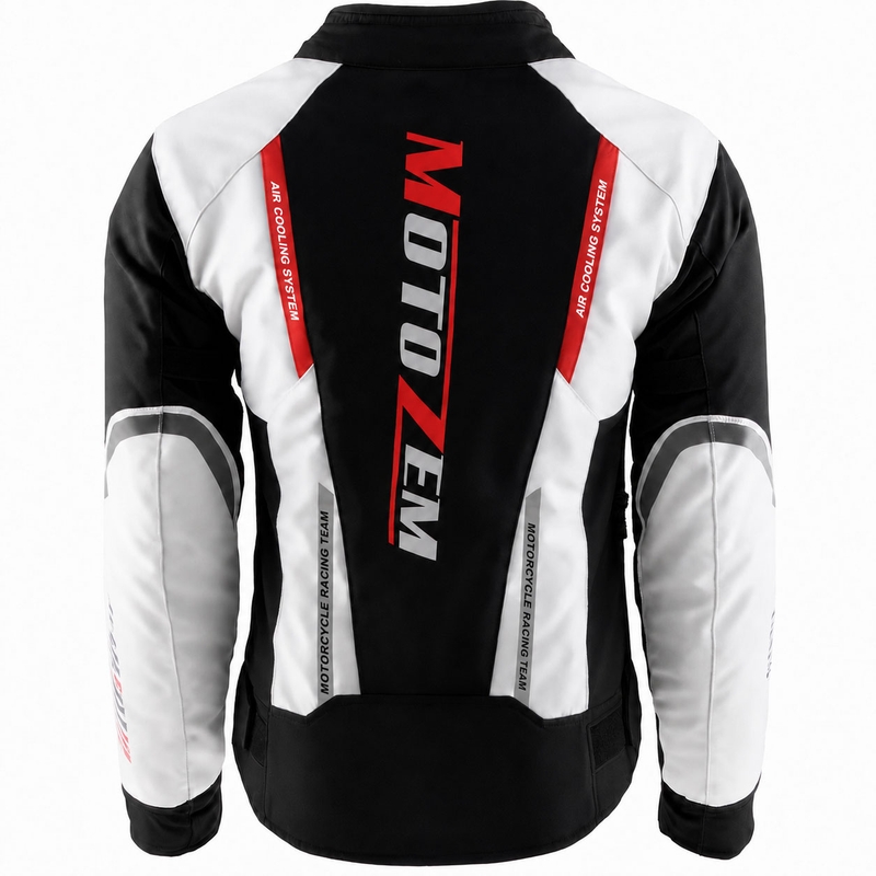 Ženska motoristična jakna Motozem Team 2 črno-bela