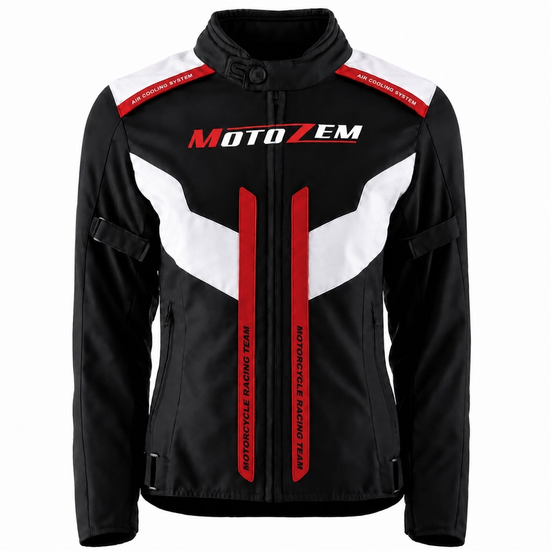 Ženska motoristična jakna Motozem Team 2 črno-bela