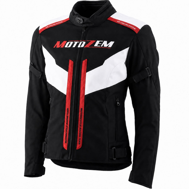 Ženska motoristična jakna Motozem Team 2 črno-bela