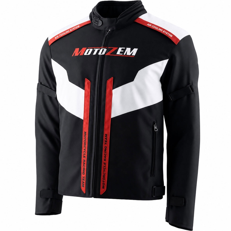 Motozem Team 2 motoristična jakna črno-bela