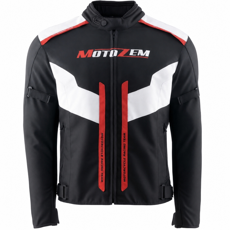 Motozem Team 2 motoristična jakna črno-bela
