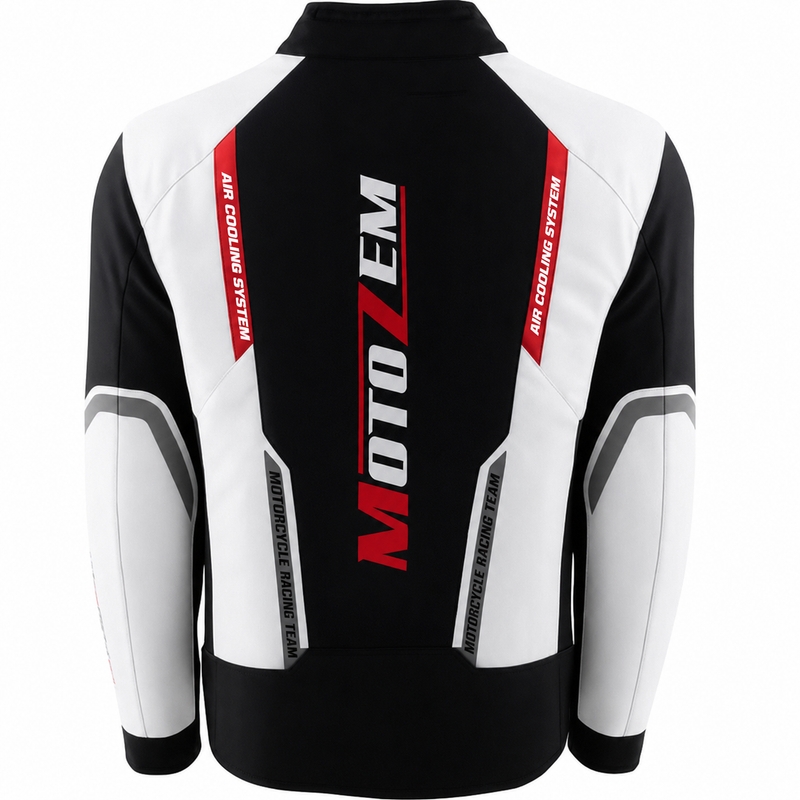Motozem Team 2 motoristična jakna črno-bela