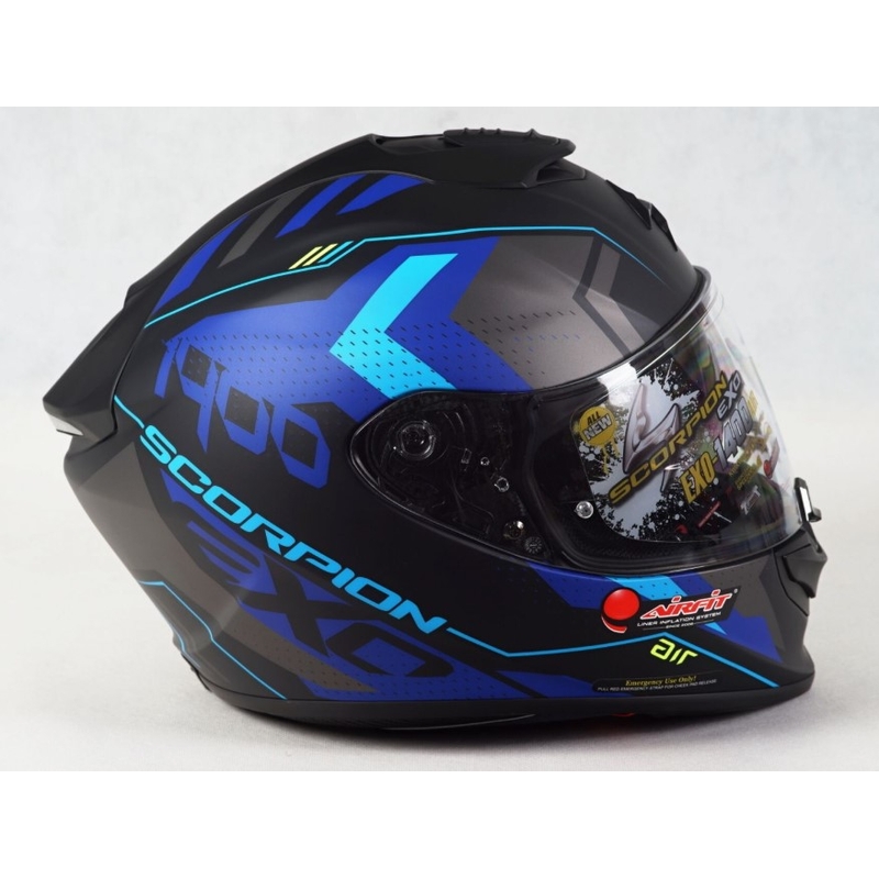 Integralna motoristična čelada Scorpion Exo-1400 Air T-shirt črno-modra