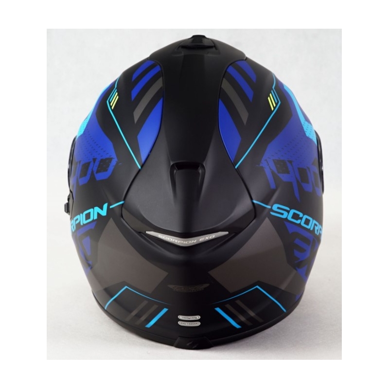 Integralna motoristična čelada Scorpion Exo-1400 Air T-shirt črno-modra