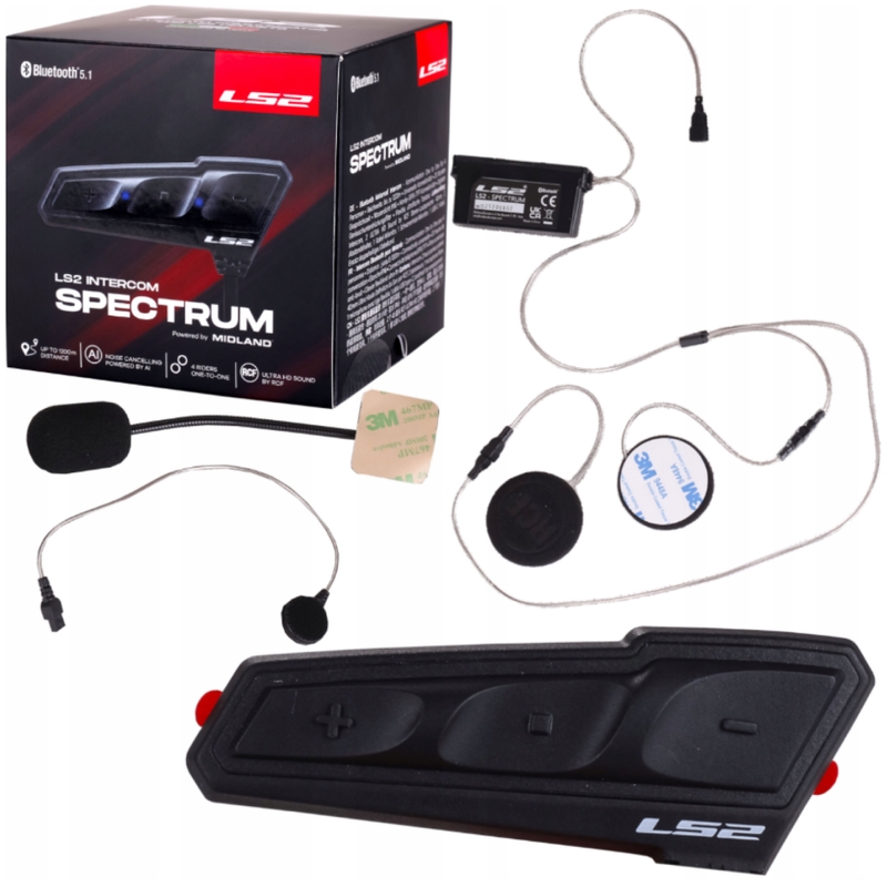 Bluetooth domofon za motor LS2 Spectrum črne barve