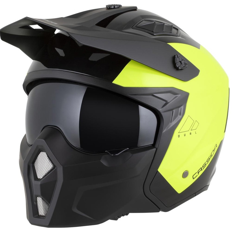 Modularna motoristična čelada Cassida Cross Country Dual fluo rumeno-črna