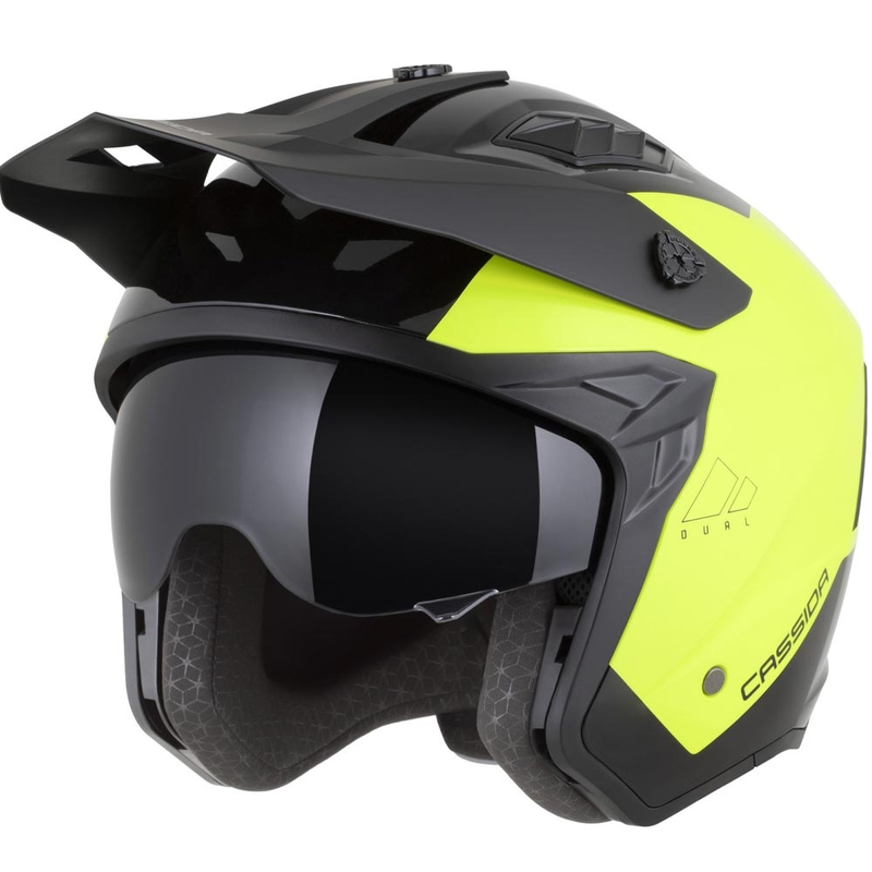 Modularna motoristična čelada Cassida Cross Country Dual fluo rumeno-črna