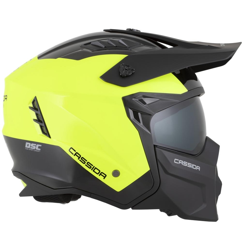 Modularna motoristična čelada Cassida Cross Country Dual fluo rumeno-črna