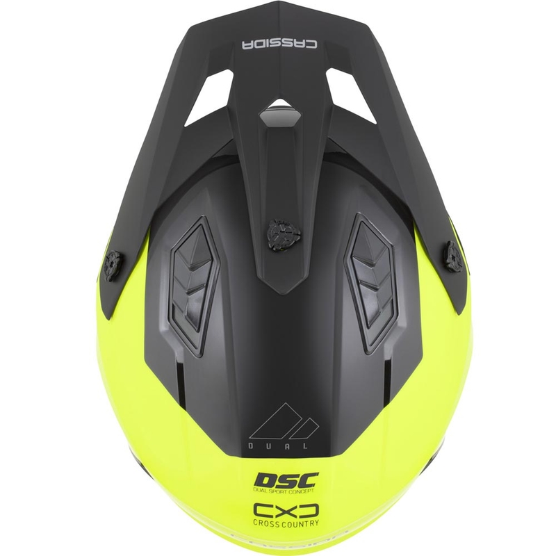 Modularna motoristična čelada Cassida Cross Country Dual fluo rumeno-črna