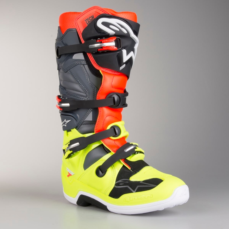Alpinestars Tech 7 rdeče-fluo rumeni motoristični škornji
