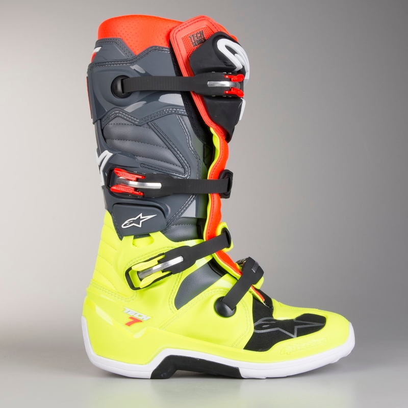 Alpinestars Tech 7 rdeče-fluo rumeni motoristični škornji