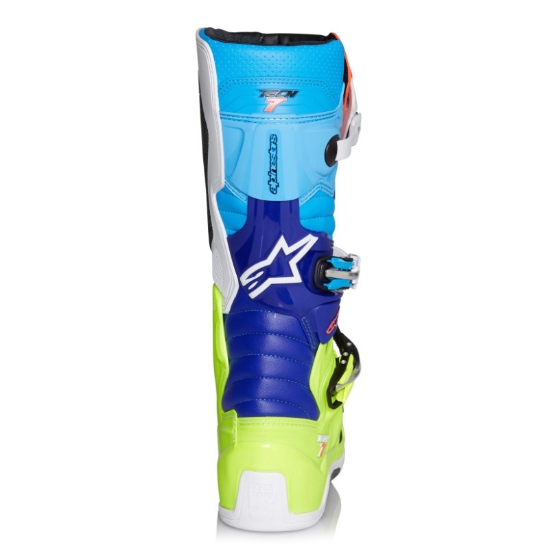 Alpinestars Tech 7 motoristični škornji rumeno-belo-modro-rdeče-črni