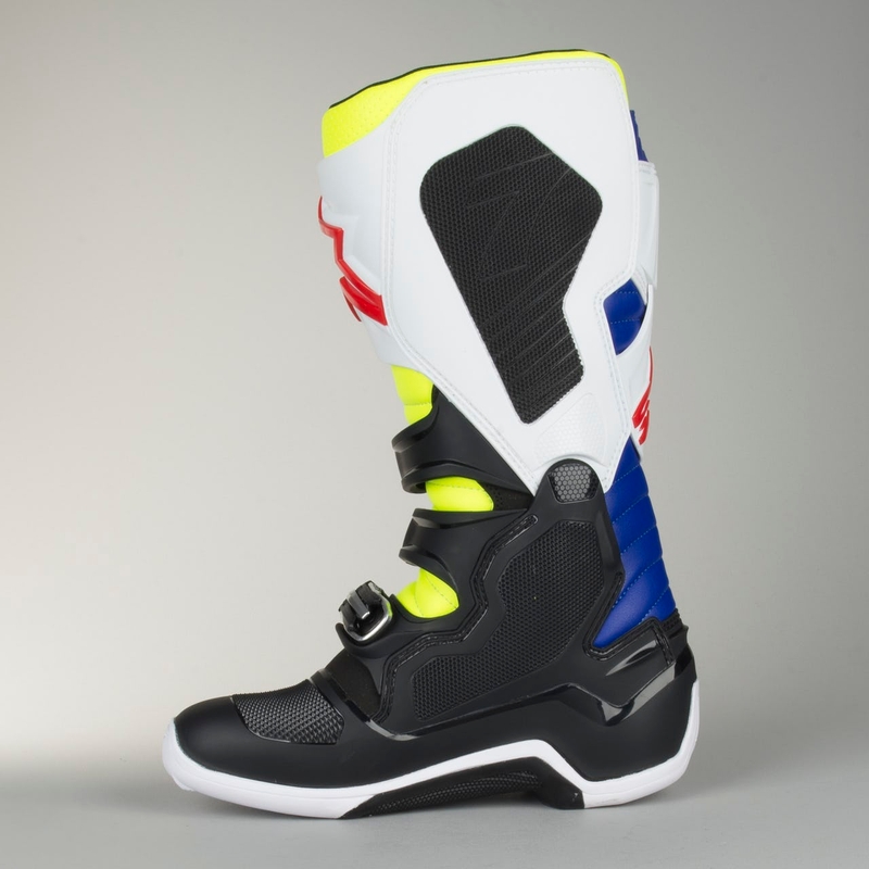 Alpinestars Tech 7 white-black-blue-red-fluo yellow motoristični škornji