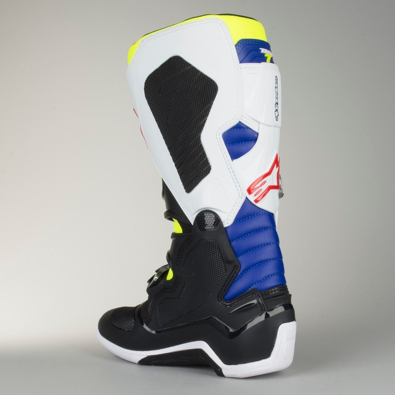 Alpinestars Tech 7 white-black-blue-red-fluo yellow motoristični škornji